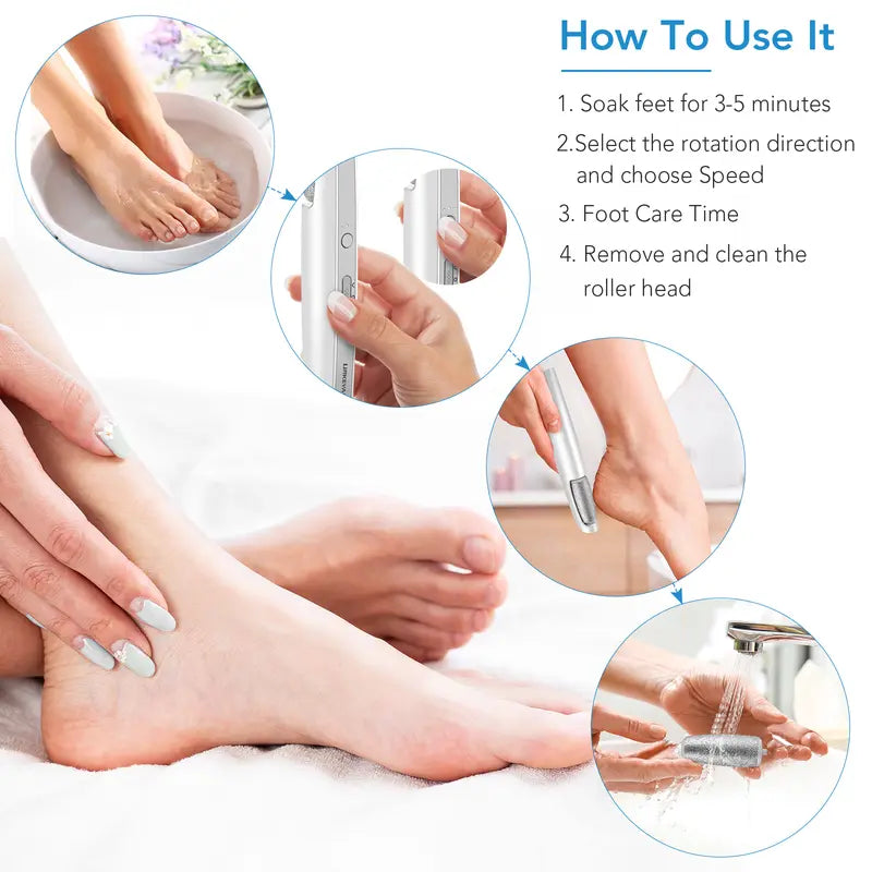 Electric Feet Callus Remover,Portable Electronic Foot File Pedicure Tools,Waterproof Foot Scrubber File,Pedi Foot Care for Dead,Hard Cracked Dry Skin Manicure Nail Nail Care Cutics Nail Art