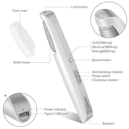 Electric Feet Callus Remover,Portable Electronic Foot File Pedicure Tools,Waterproof Foot Scrubber File,Pedi Foot Care for Dead,Hard Cracked Dry Skin Manicure Nail Nail Care Cutics Nail Art