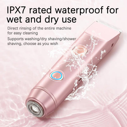 Bikini Trimmer for Women, Electric Shaver and Razor Rechargeable 2-In-1 Body and Facial Epilator, Dual Heads for Painless Trimming of Pubic Hair, Face, Underarms and Legs, IPX7 Waterproof. Christmas Gift New Year Gift Shaving Grooming